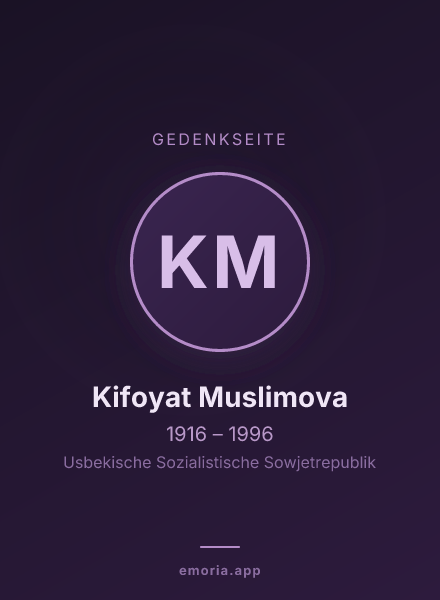 Gedenkportrait von Kifoyat Muslimova