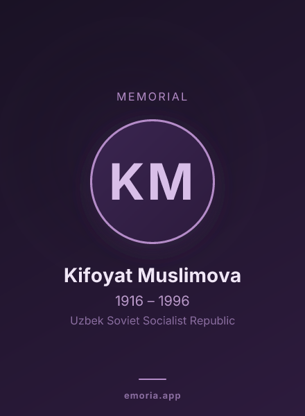Memorial portrait of Kifoyat Muslimova