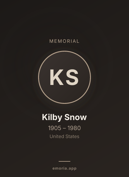 Memorial portrait of Kilby Snow