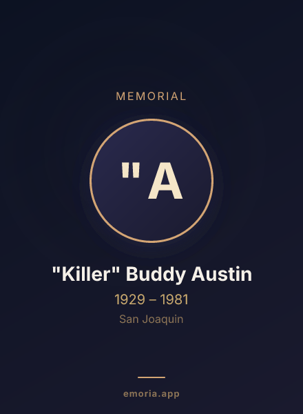 Memorial portrait of "Killer" Buddy Austin