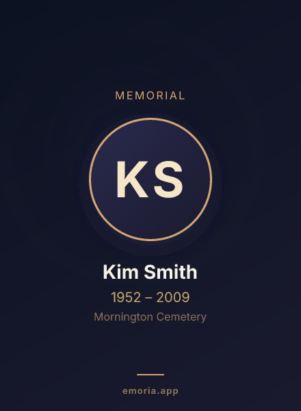 Memorial portrait of Kim Smith