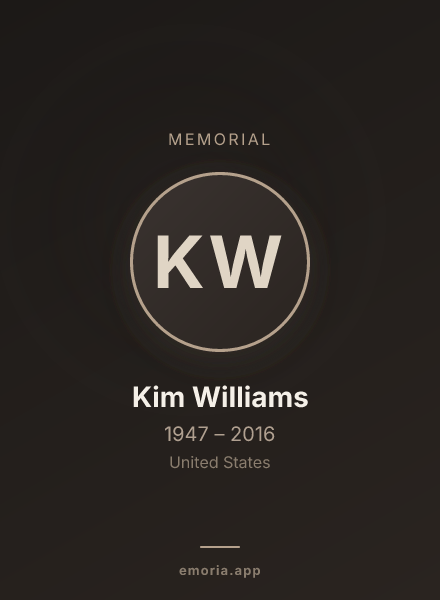 Memorial portrait of Kim Williams