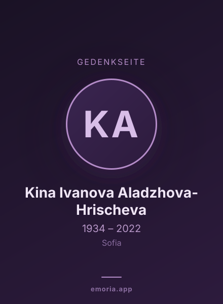 Gedenkportrait von Kina Ivanova Aladzhova-Hrischeva