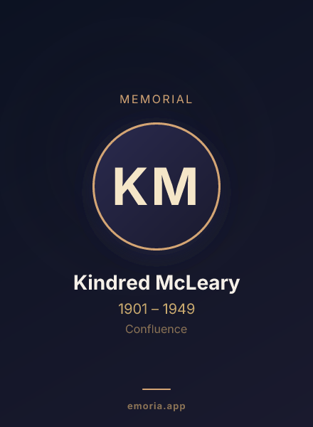 Memorial portrait of Kindred McLeary
