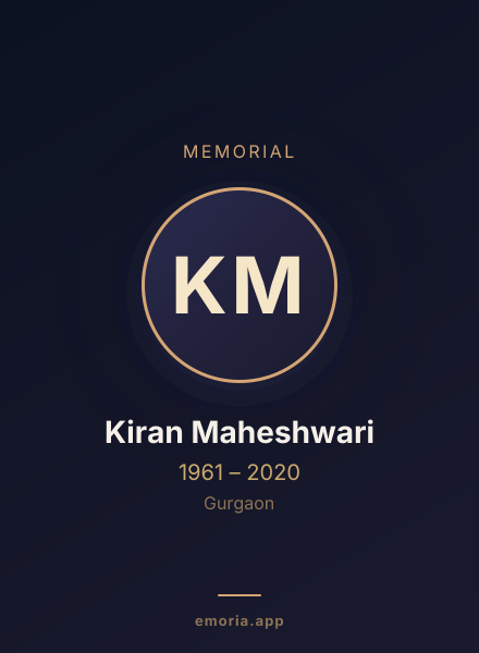Memorial portrait of Kiran Maheshwari
