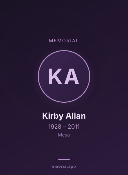 Memorial portrait of Kirby Allan