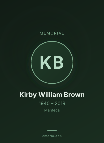 Memorial portrait of Kirby William Brown