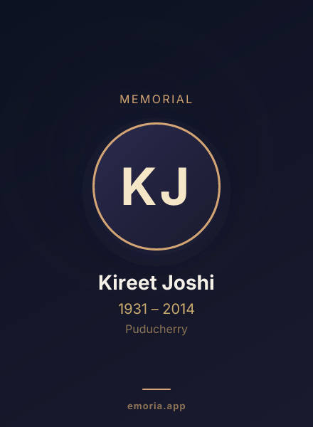 Memorial portrait of Kireet Joshi