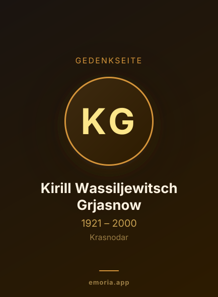 Gedenkportrait von Kirill Wassiljewitsch Grjasnow