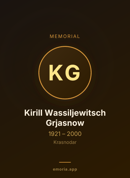 Memorial portrait of Kirill Wassiljewitsch Grjasnow