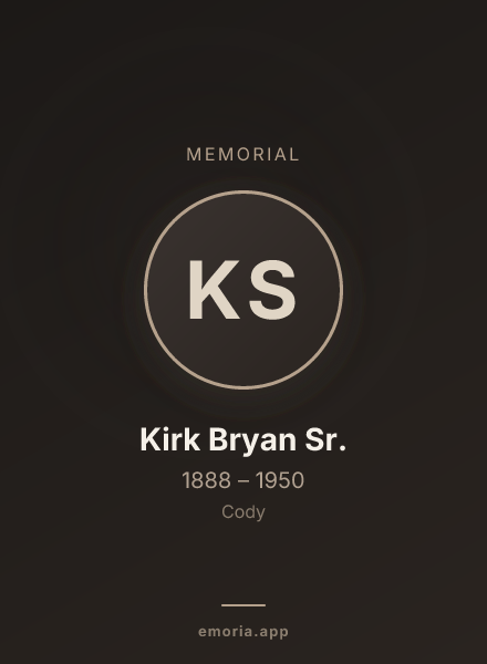 Memorial portrait of Kirk Bryan Sr.