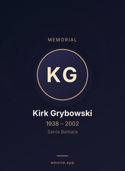 Memorial portrait of Kirk Grybowski