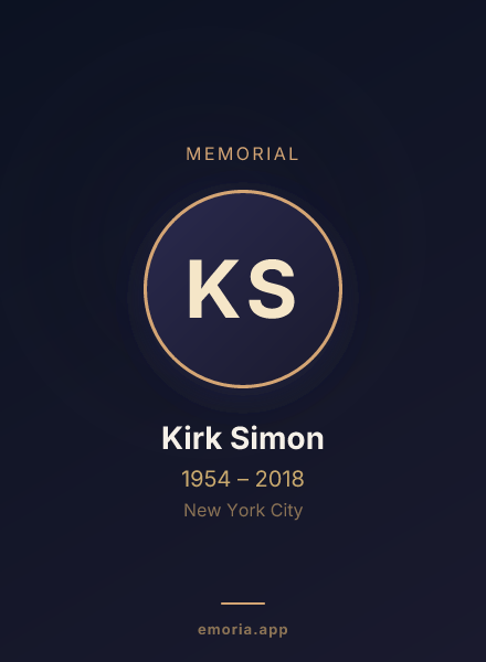 Memorial portrait of Kirk Simon