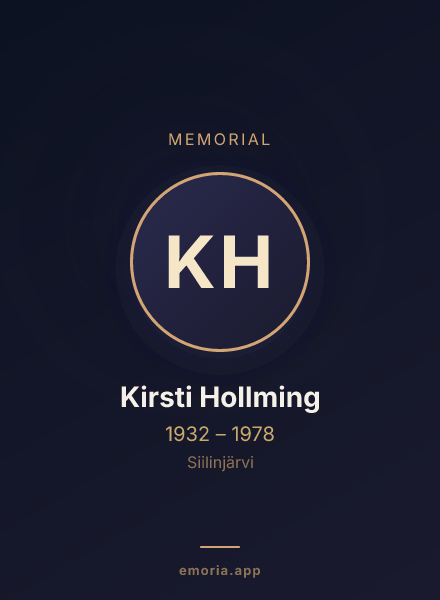 Memorial portrait of Kirsti Hollming