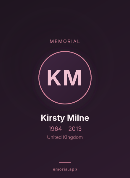 Memorial portrait of Kirsty Milne