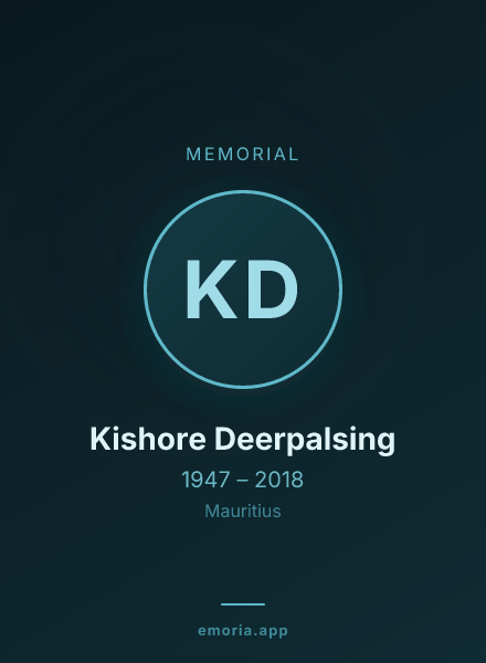 Memorial portrait of Kishore Deerpalsing