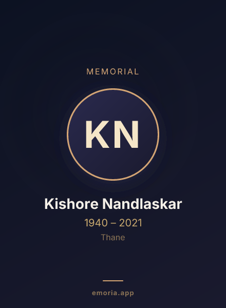 Memorial portrait of Kishore Nandlaskar