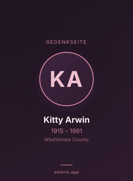 Gedenkportrait von Kitty Arwin