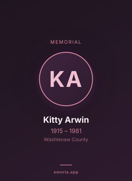 Memorial portrait of Kitty Arwin