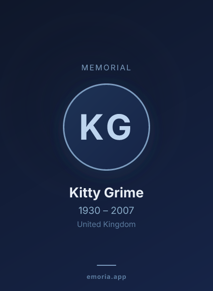 Memorial portrait of Kitty Grime