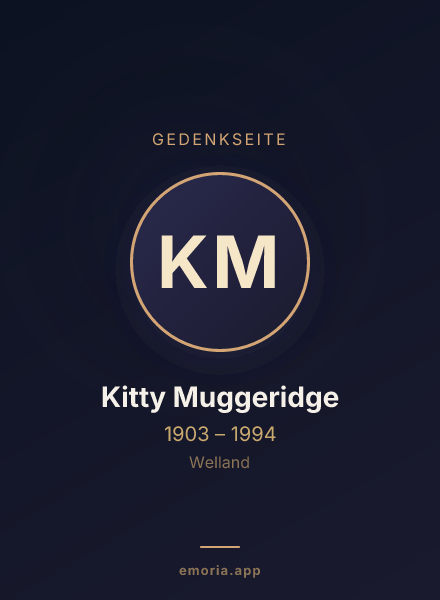 Gedenkportrait von Kitty Muggeridge