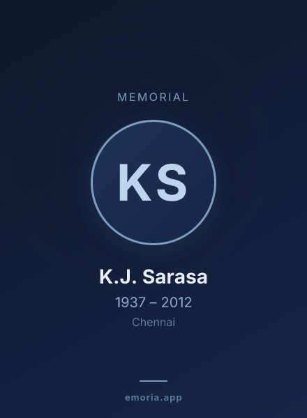 Memorial portrait of K.J. Sarasa