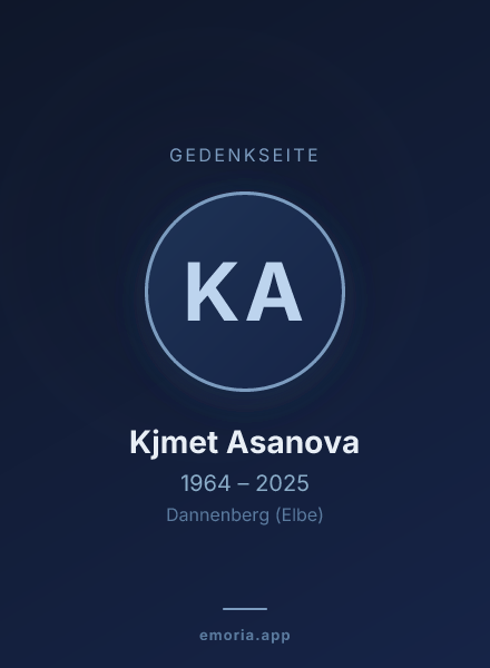 Gedenkportrait von Kjmet Asanova