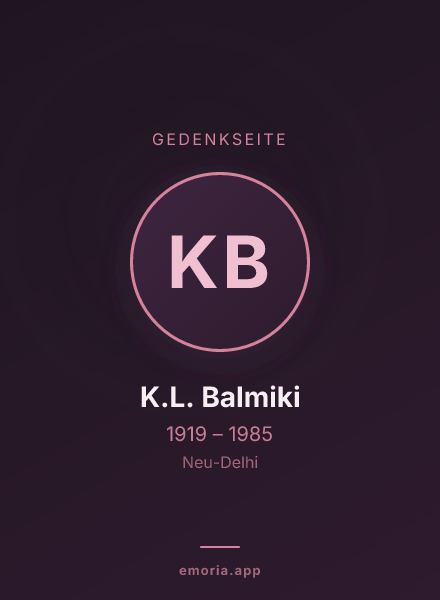 Gedenkportrait von K.L. Balmiki