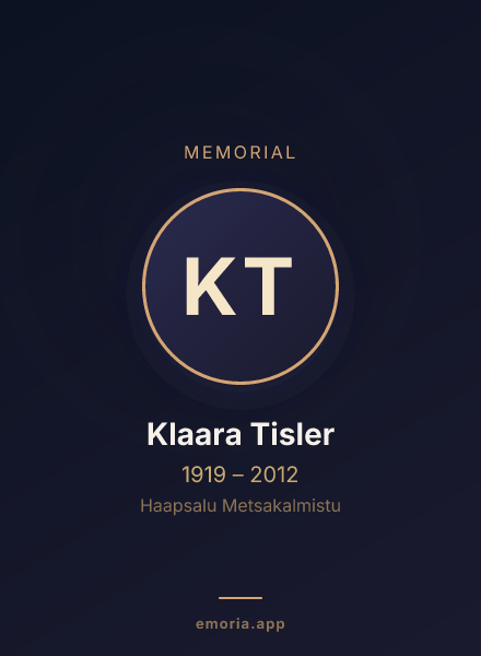 Memorial portrait of Klaara Tisler