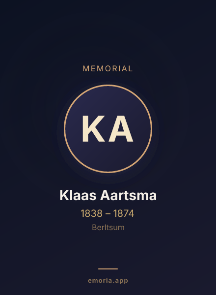 Memorial portrait of Klaas Aartsma