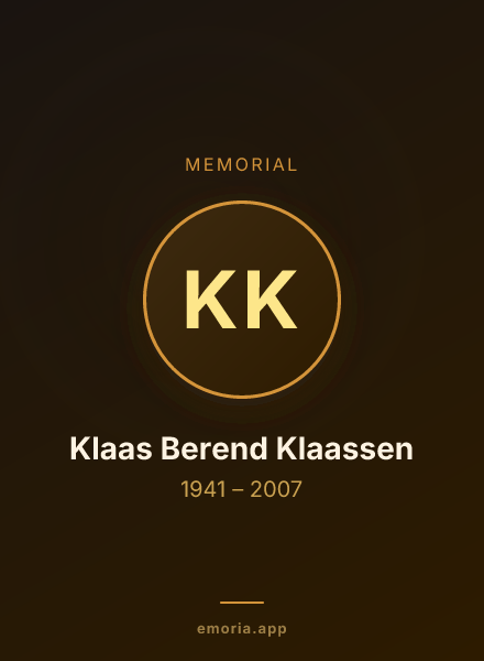 Memorial portrait of Klaas Berend Klaassen