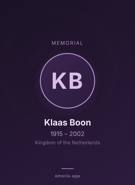 Memorial portrait of Klaas Boon