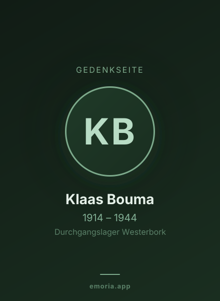Gedenkportrait von Klaas Bouma
