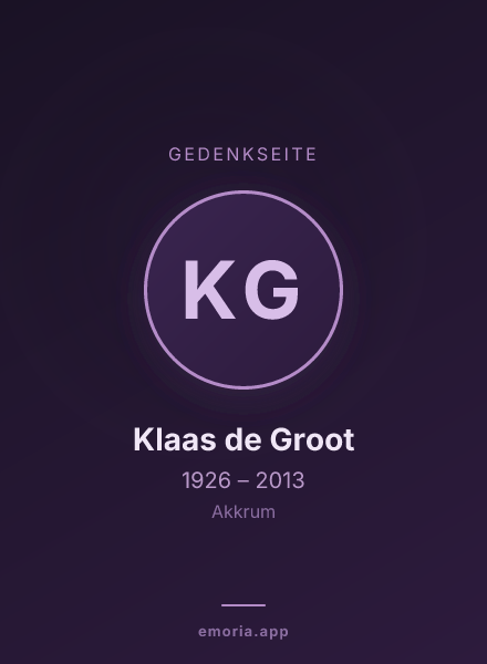 Gedenkportrait von Klaas de Groot