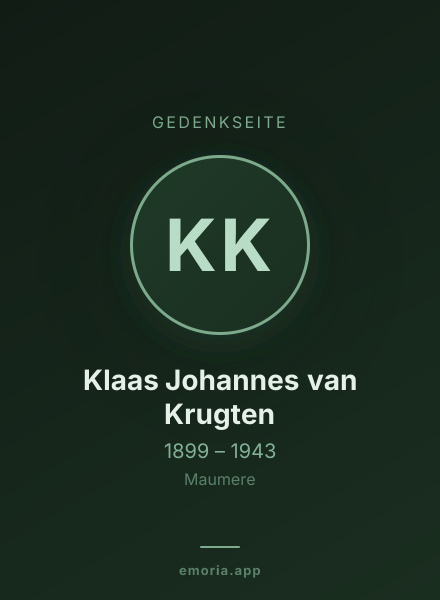 Gedenkportrait von Klaas Johannes van Krugten