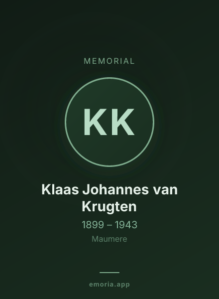 Memorial portrait of Klaas Johannes van Krugten