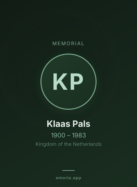 Memorial portrait of Klaas Pals