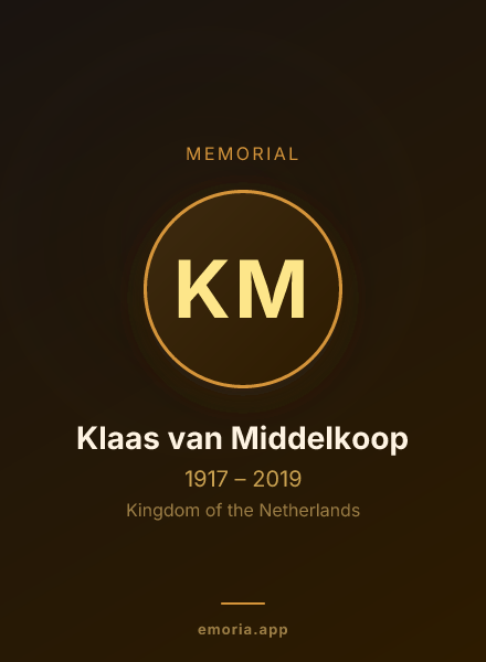 Memorial portrait of Klaas van Middelkoop