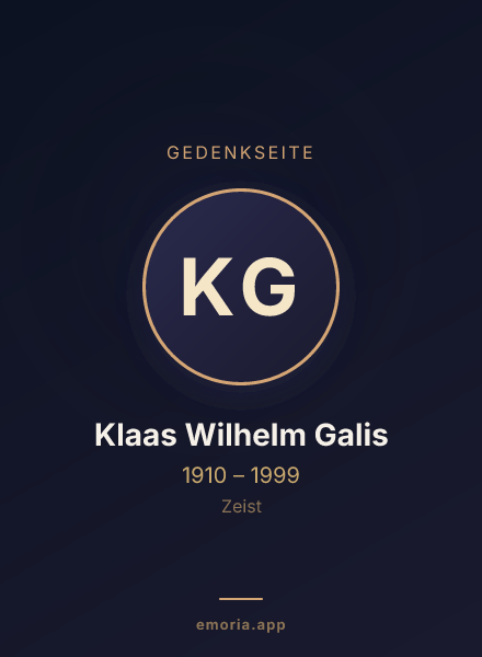 Gedenkportrait von Klaas Wilhelm Galis