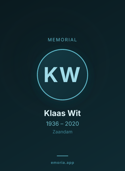 Memorial portrait of Klaas Wit