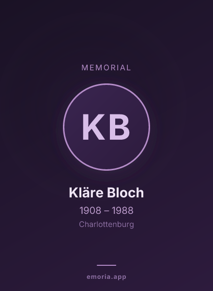 Memorial portrait of Kläre Bloch