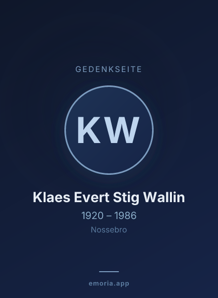 Gedenkportrait von Klaes Evert Stig Wallin