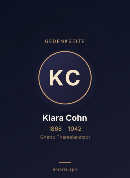Gedenkportrait von Klara Cohn
