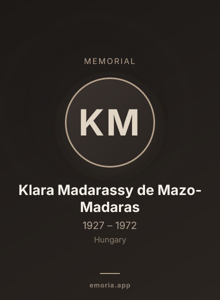 Memorial portrait of Klara Madarassy de Mazo-Madaras