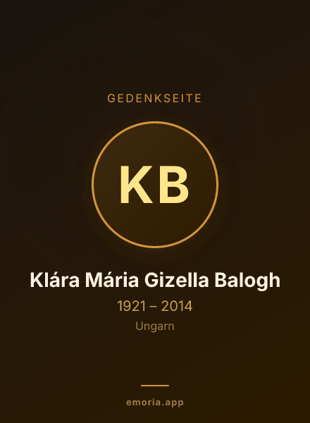 Gedenkportrait von Klára Mária Gizella Balogh