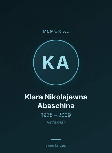 Memorial portrait of Klara Nikolajewna Abaschina