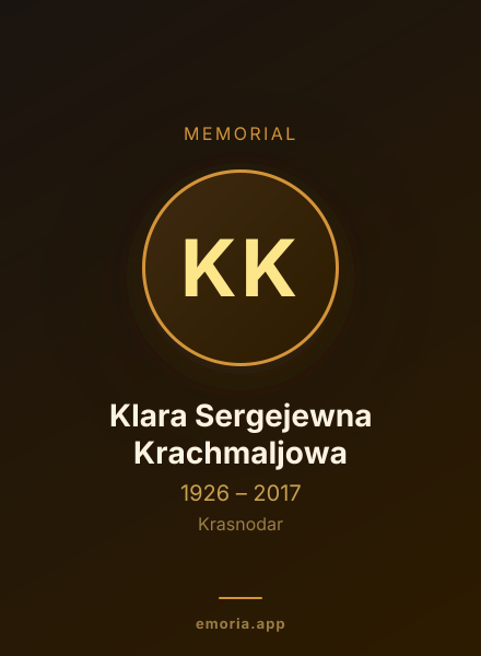 Memorial portrait of Klara Sergejewna Krachmaljowa