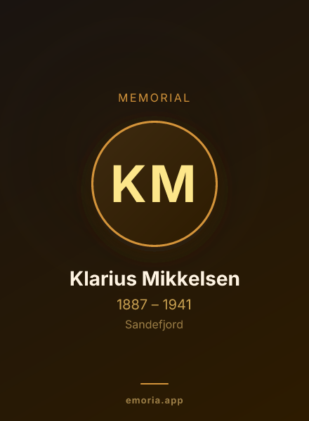 Memorial portrait of Klarius Mikkelsen