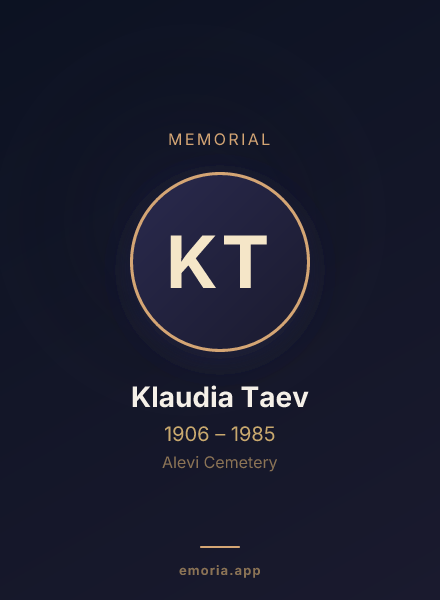 Memorial portrait of Klaudia Taev