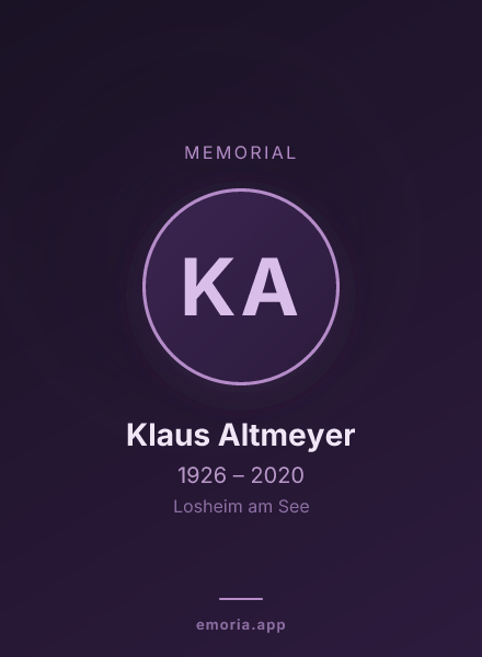 Memorial portrait of Klaus Altmeyer